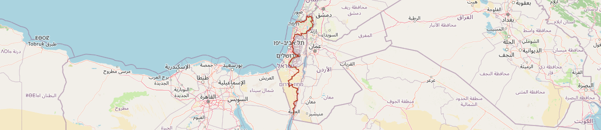 Mapa trasy Discover Israel Race 2027 z zaznaczonymi polami odkryć, które ta trasa dotyka